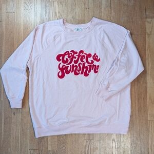 🌸 Wildfox Coffee & Sunshine Pink XL Sweatshirt ☀️☕ Cozy Retro Vibes